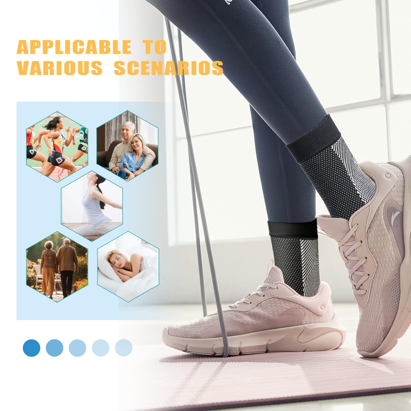 Neuropathy Socks for Women, 6Pairs L/XL, [‘White’, ‘Black’, ‘Red’, ‘Skin’]