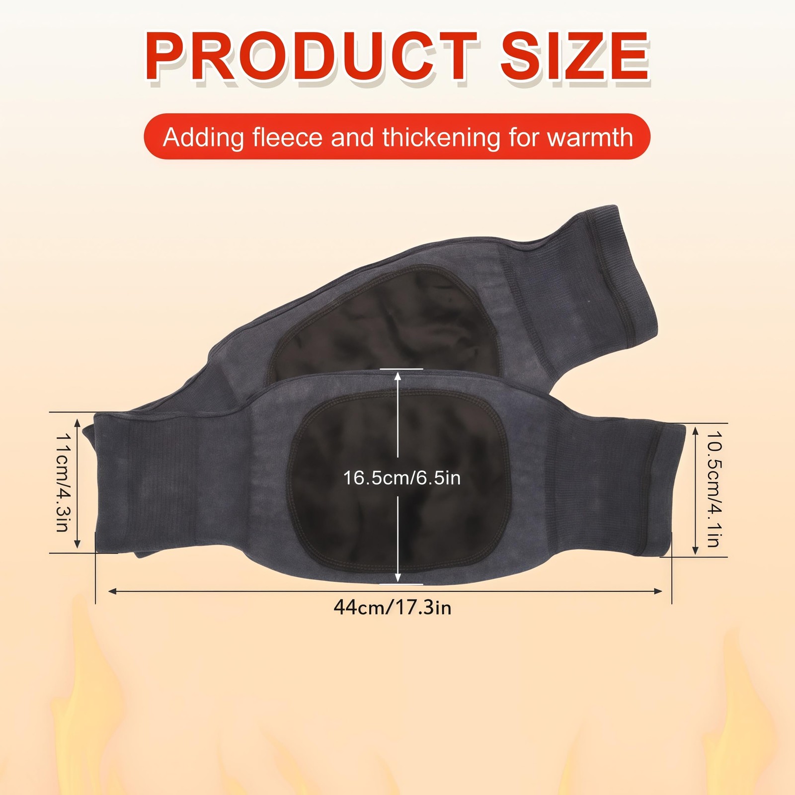 1 Pair Woolen Blend Winter Warming Knee Pads Sponge Sleeve Brace Guard Grey