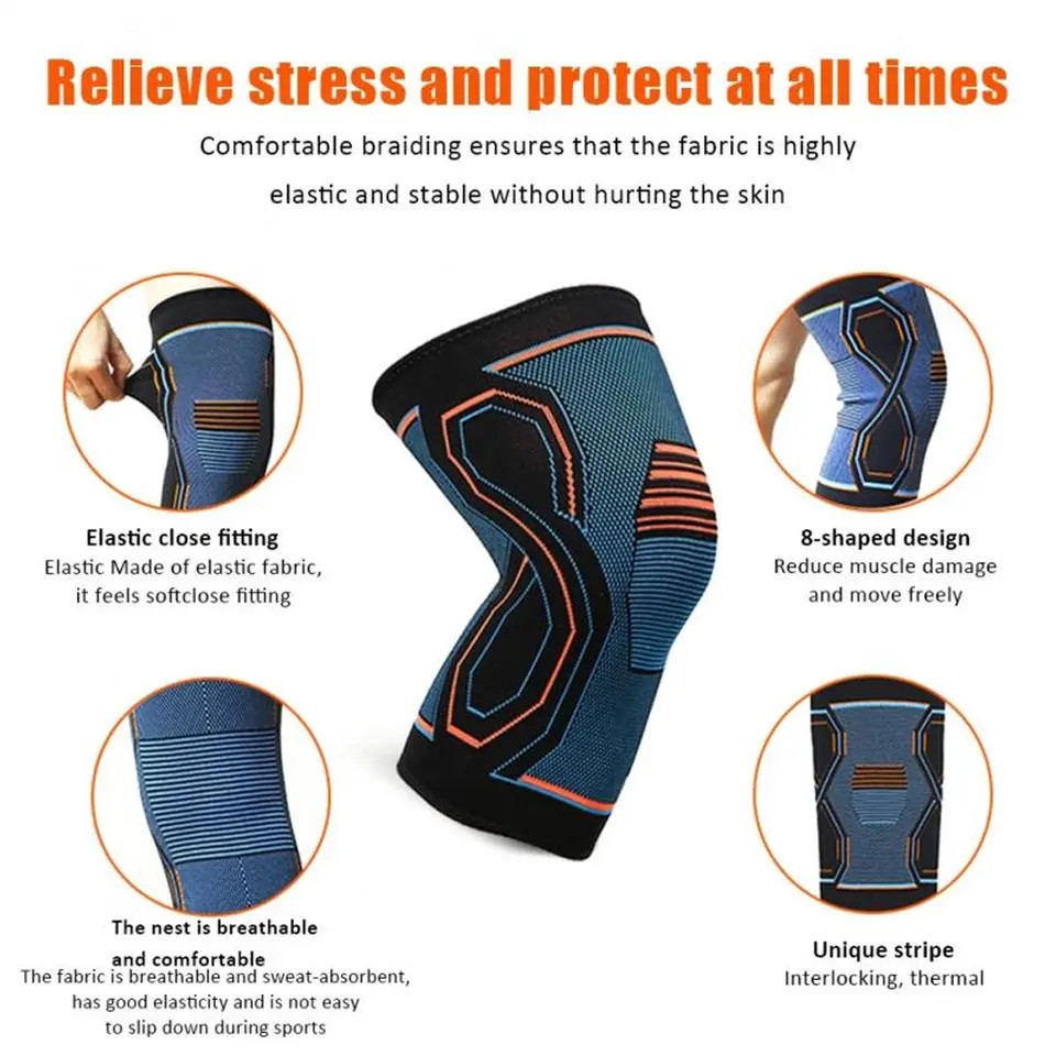 1/2x Compression Knee Sleeves Athletic Knee Covers for Running Knee Pain Sports