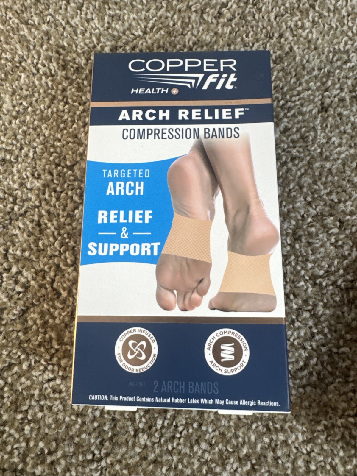 Copper Fit Copper Infused Arch Relief COMPRESSION BANDS – Beige 2 PACK