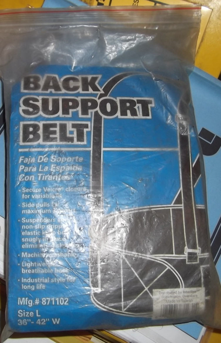 INTERLINE 871102 BACK SUPPORT BELT HEAVY LIFT BRACE SUSPENDERS LARGE L 36″-42″