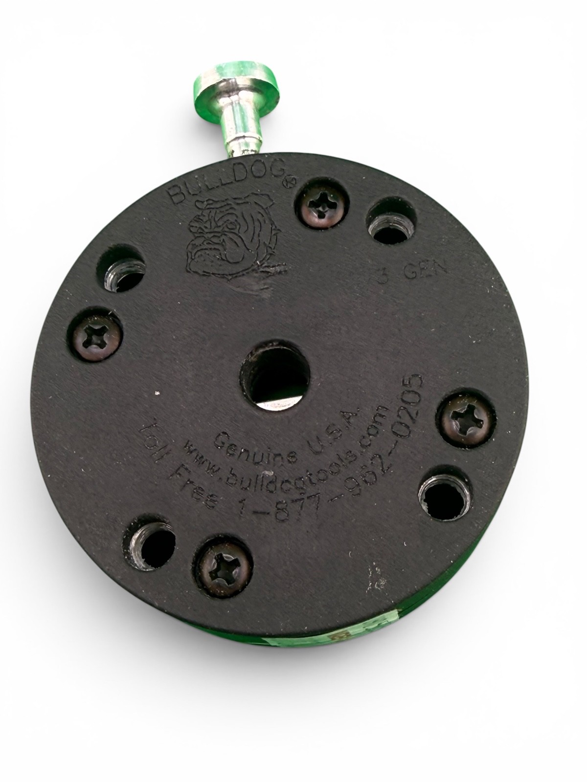Bulldog lock with pin and green bumpers