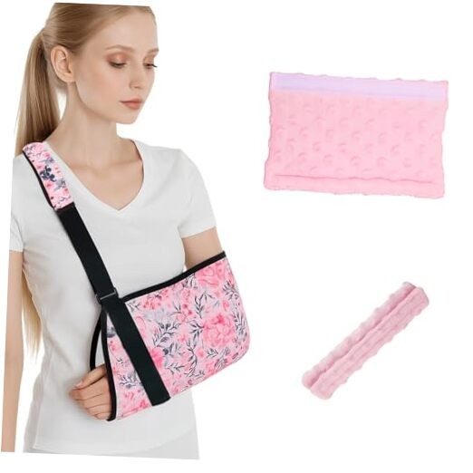 Yxmeiguo Arm Sling for Women with Strap Cushion, Fashion One Size Flower, Pink