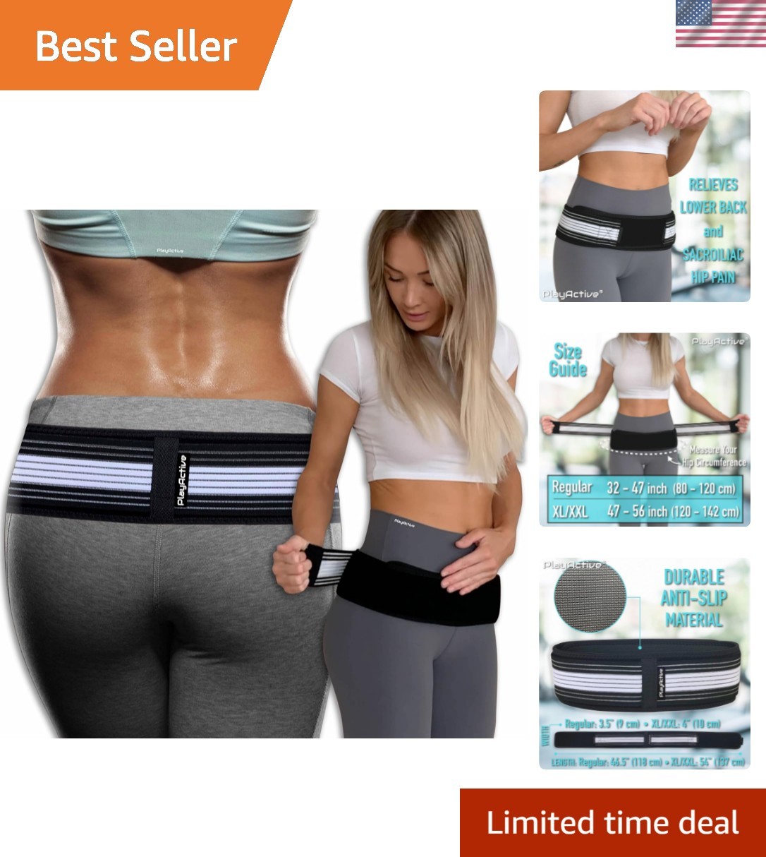 Sacroiliac Hip Belt Support Brace for Sciatica Lower Back Pelvic Pain Relief
