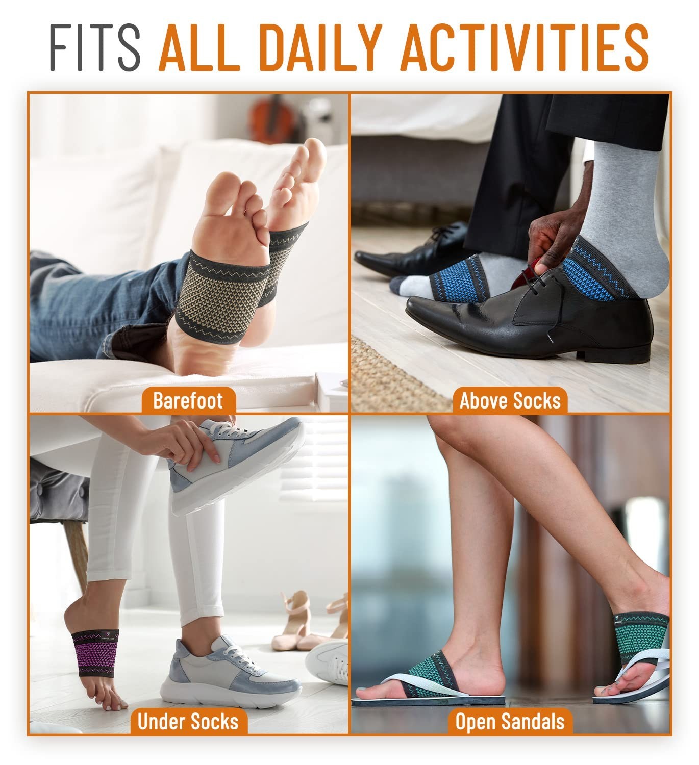 Unisex Copper Compression Half Socks – Pain Relief for Flat/High Arches, 2 Pairs