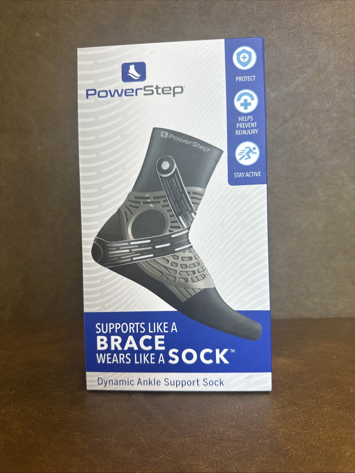 PowerStep Dynamic Ankle Support Sock Right Foot SXL Support Brace Protect Right