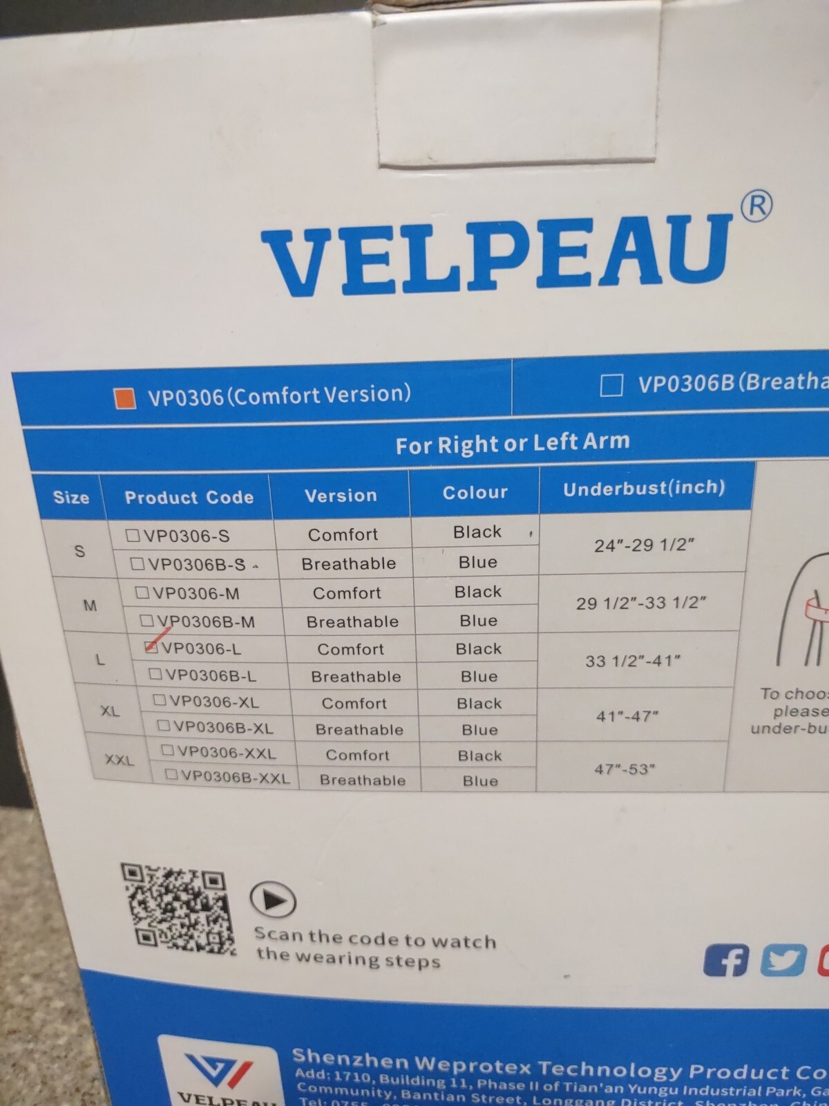 Velpeau Arm Sling (Comfort Version) Size L