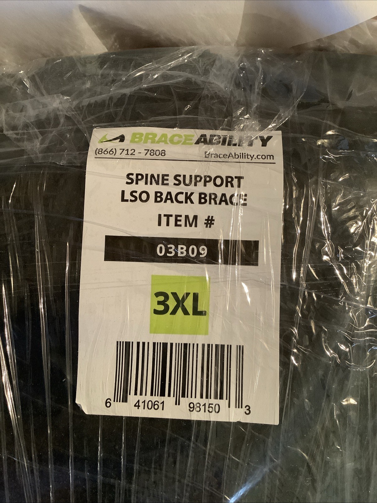 BraceAbility LSO Back Brace 3XL Rigid Spine Support Hot Cold Gel Pack