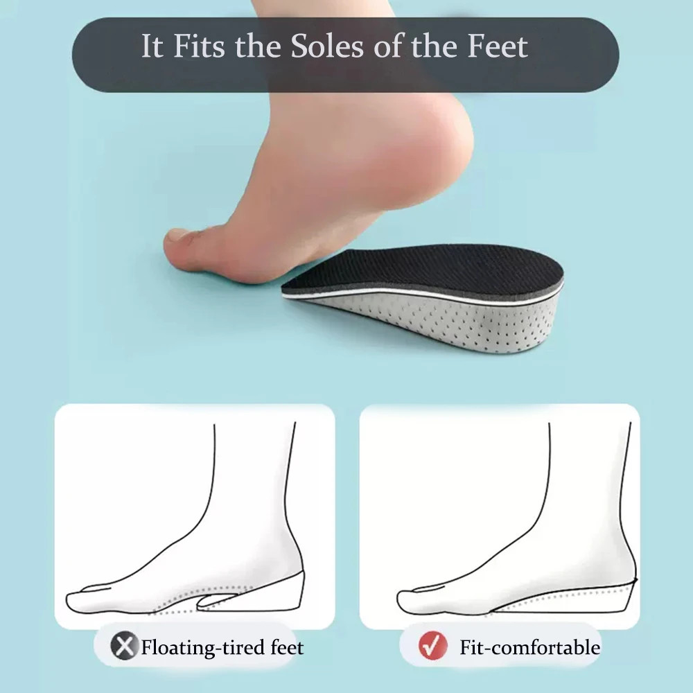 2-4cm Memory Foam Insoles for Shoes Men Height Increase Templates Breathable Swe