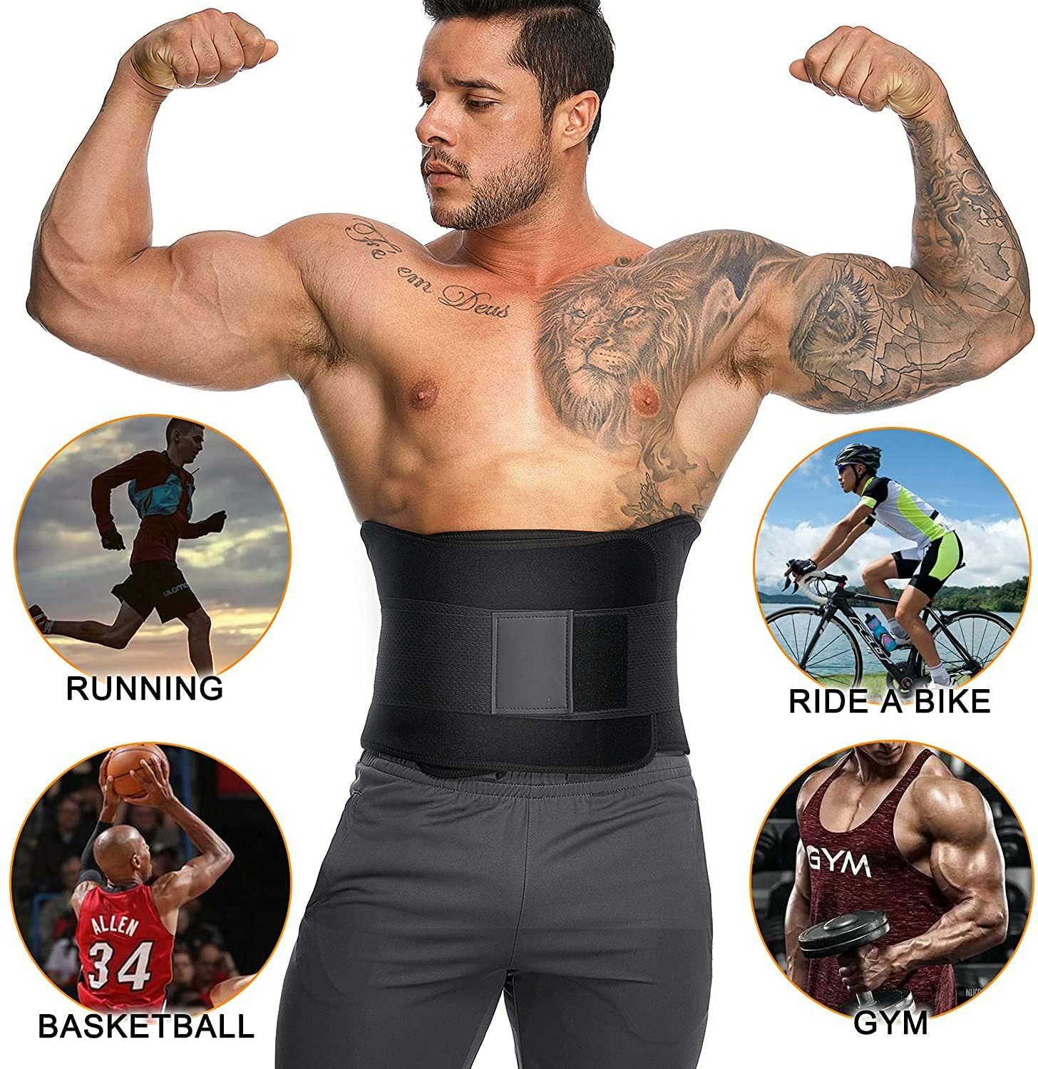 Slimming Body Shaper Mens Neoprene Waist Trimmer Belt Trainer Sauna Sweat Girdle