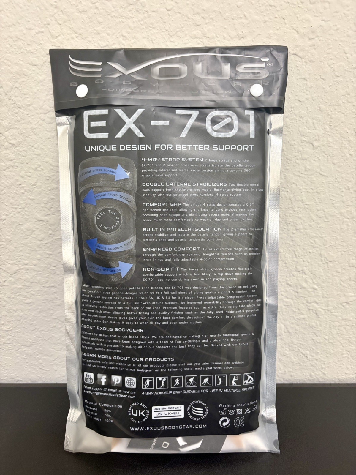 EXOUS BODYGEAR Stabilizing Knee Brace – Patella, MCL, ACL, Meniscus Support