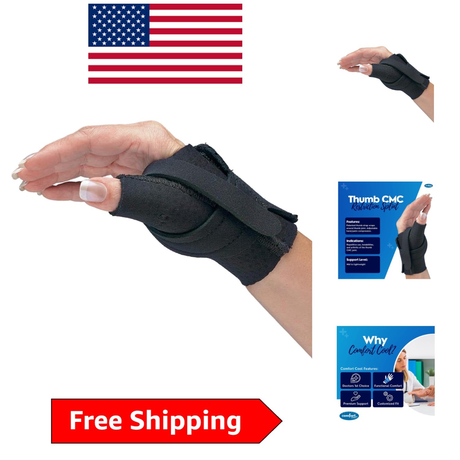 CMC Joint Thumb Brace with Supportive Strap for Left Hand – Medium Size