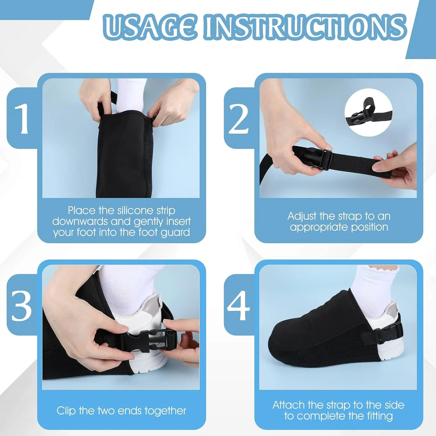 Protective Foot Cast Socks, Adjustable Foam Cast Cover for Sports with Buckle, N