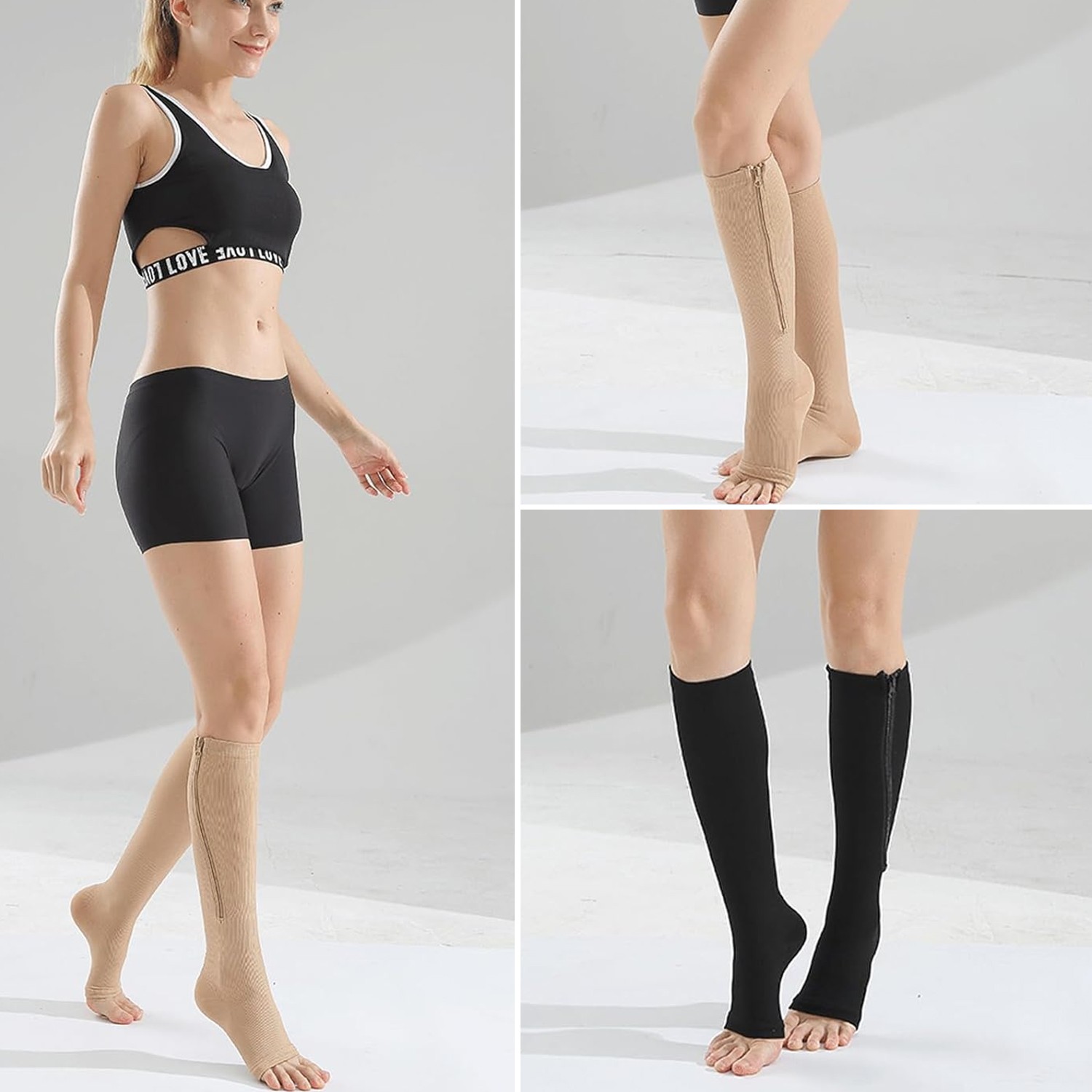 20-30mmHg Compression Socks W/ Zipper Support Graduated Stockings For Men Women