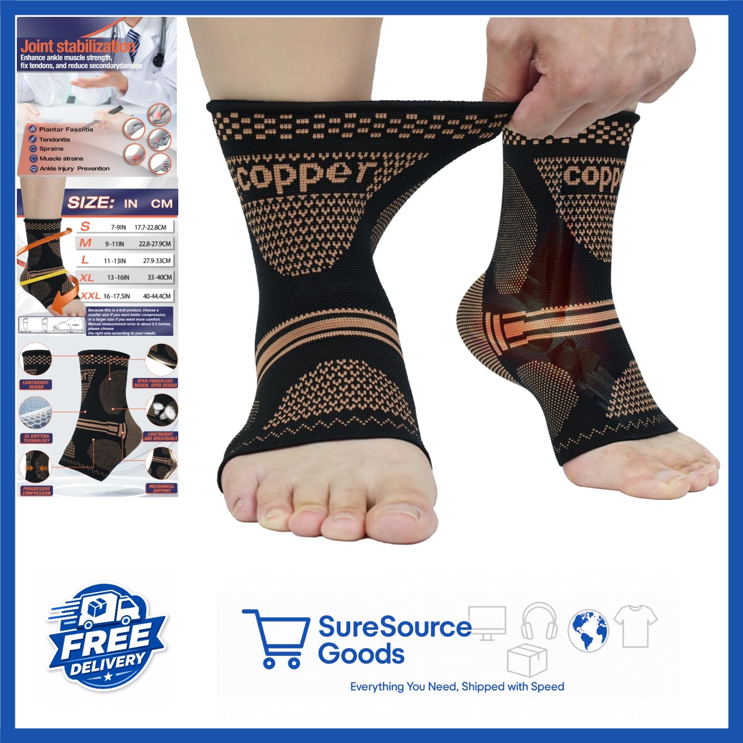 Large Ankle Brace for Men & Women Compression Support for Sports & Daily Use