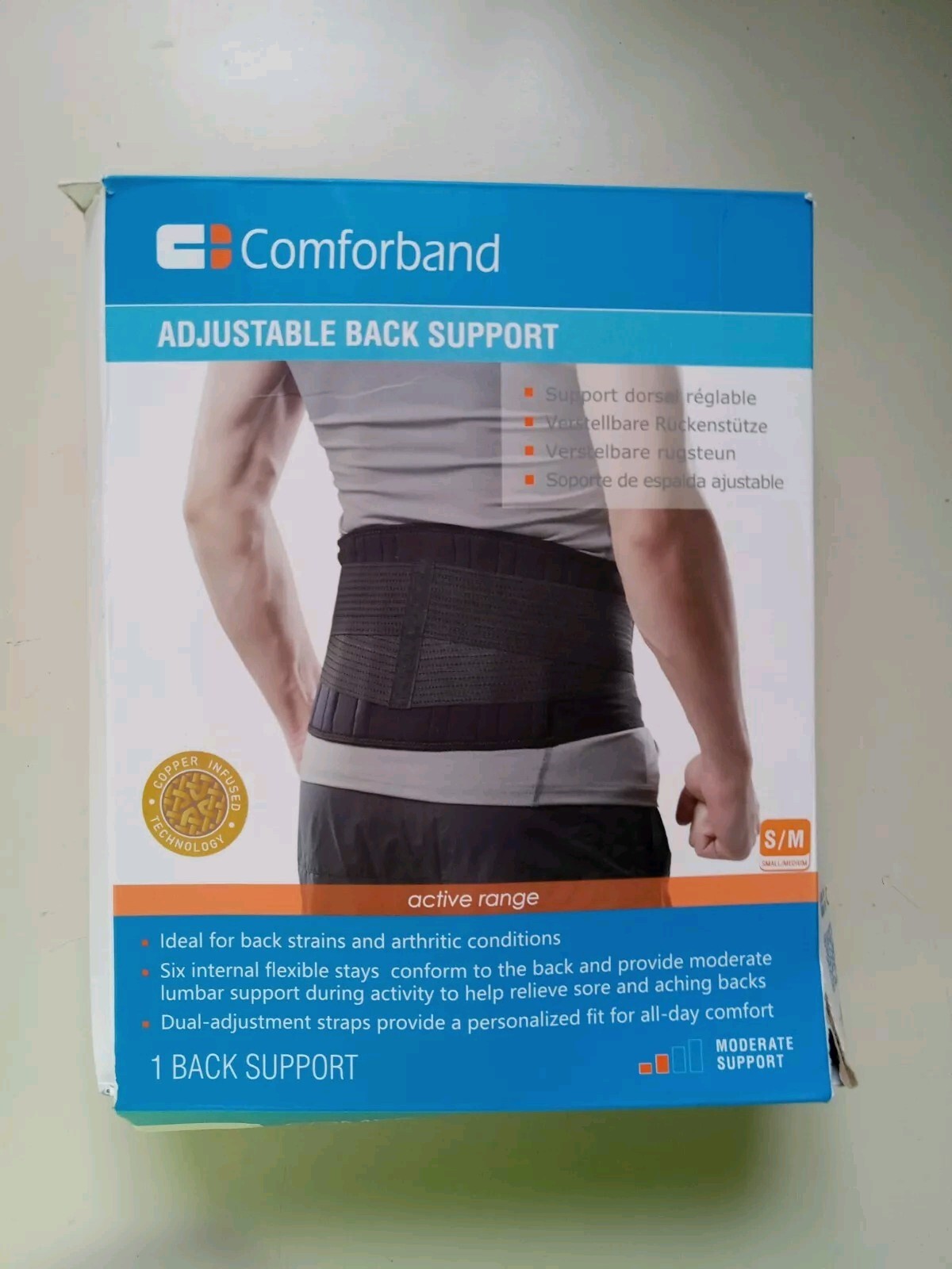 Comforband Adjustable Back Support Brace Size Small/Medium for Men and Women