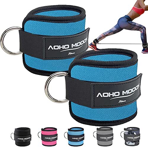 Comfortable Adjustable Padded Ankle Wrist Cuffs Neoprene Padded Blue Pair
