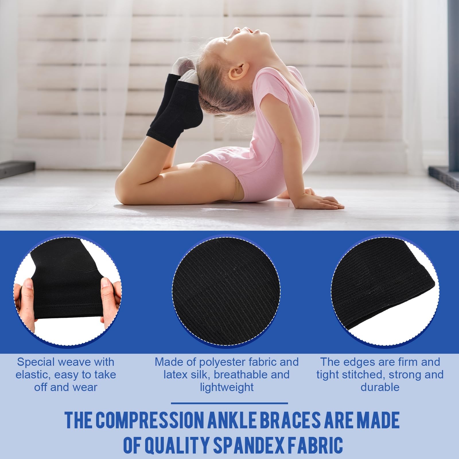 2 Pairs Kids Ankle Brace Foot Support Stabilizer Wraps Protector Black Large