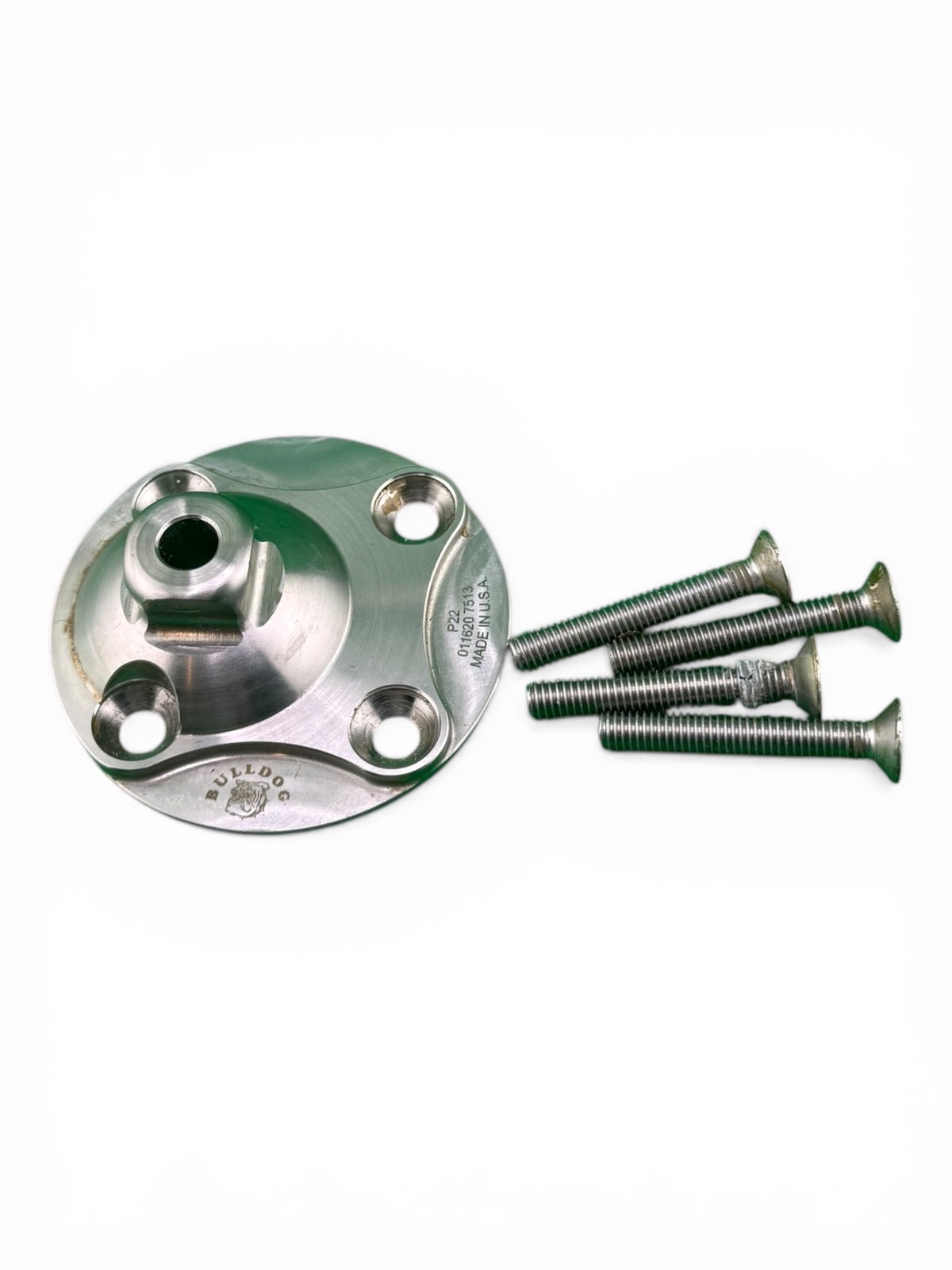 Bulldog 4 Hole offset prosthetic plate pyramid. P22. Prosthetic Component.