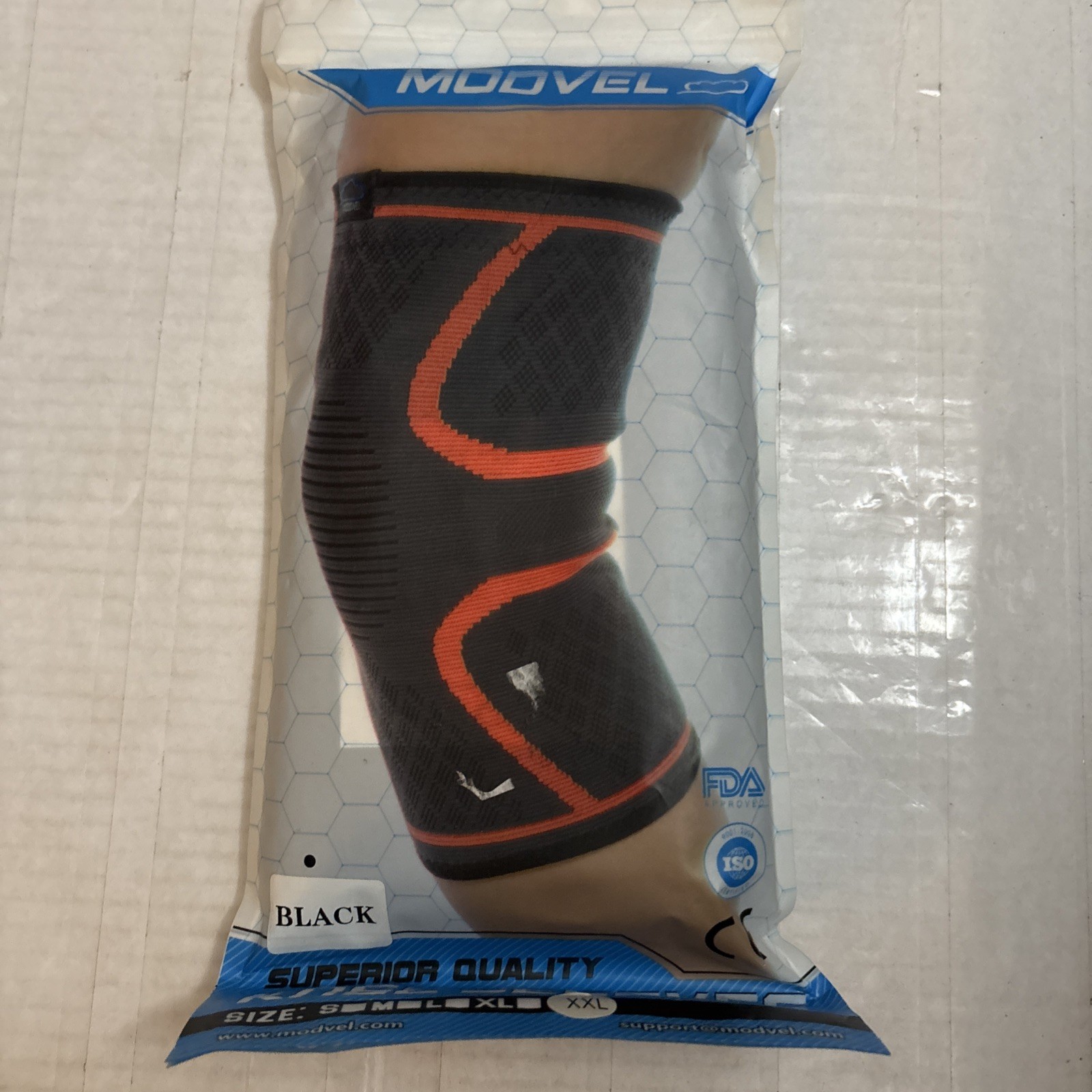 Modvel Compression Knee Sleeves 2 Adult Unisex Size 2XL Black Pain Relief NEW
