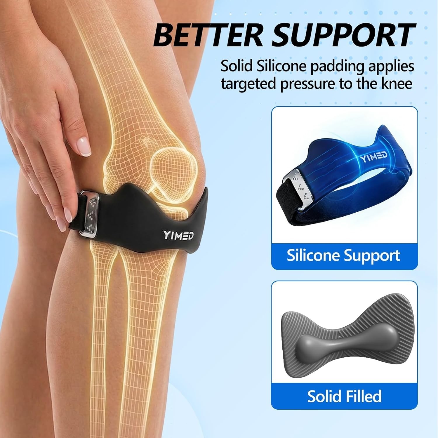 Silicone Patella Knee Strap for Knee Pain Relief HIGH QUALITY – NEW BLACK