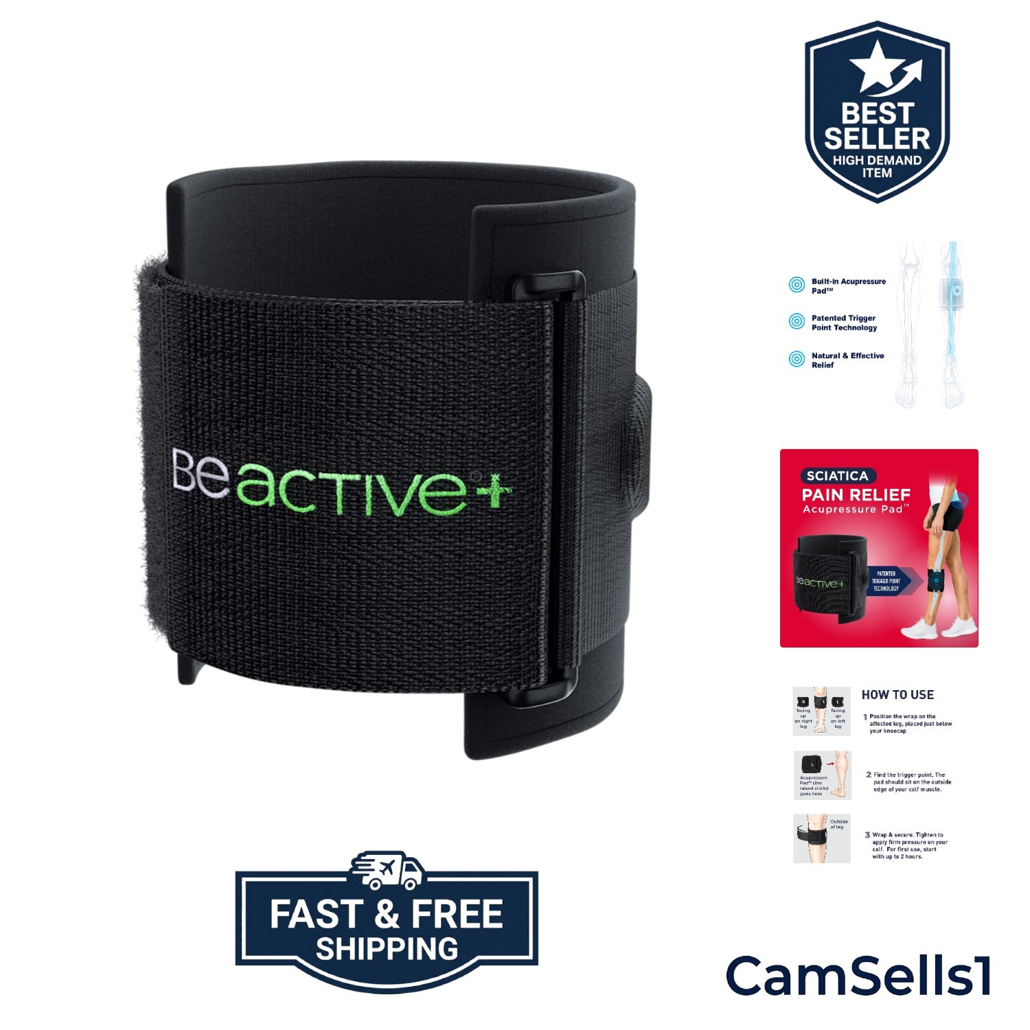 Sciatica Pain Relief Acupressure Pad for Nerve, Back & Leg Pain – Patented