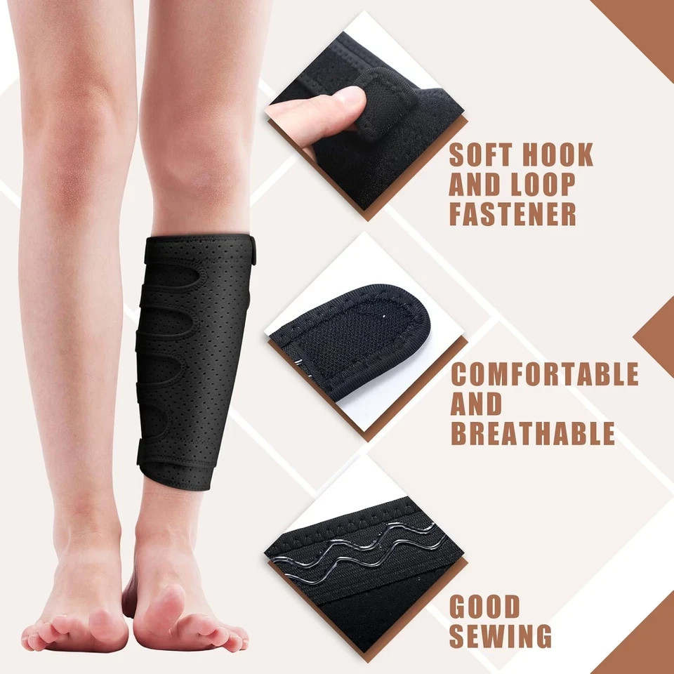 Hoolerry 2 Pcs Lymphedema Compression Wraps Calf Adjustable Brace 5 Strap Leg Wr