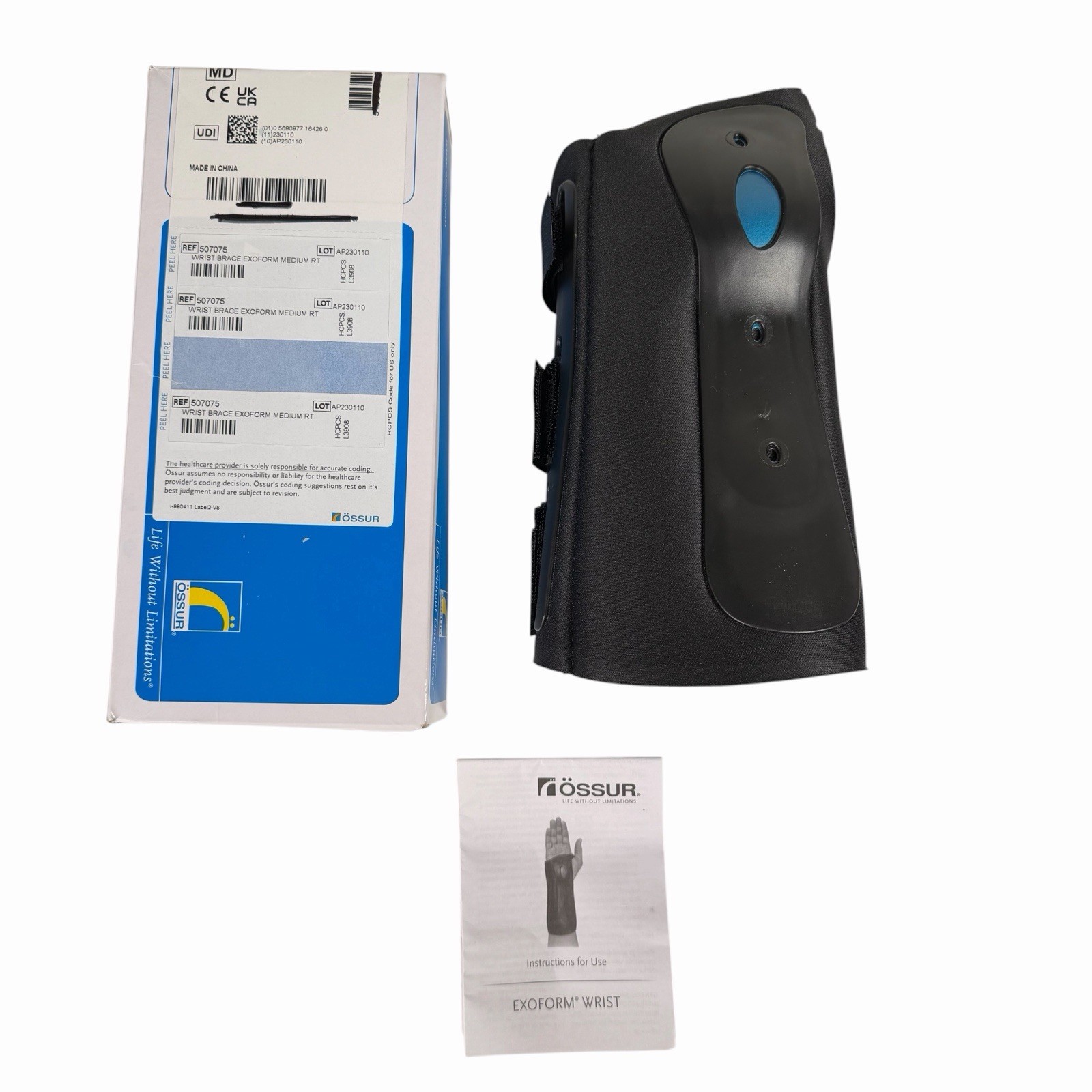 Ossur Exoform Wrist Brace Carpal Tunnel Right Hand Size Medium Black