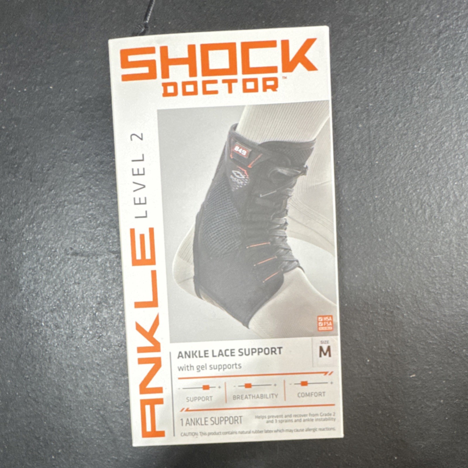 Shock Doctor Level 2 Ankle Lace Support Brace Gel Black Size M