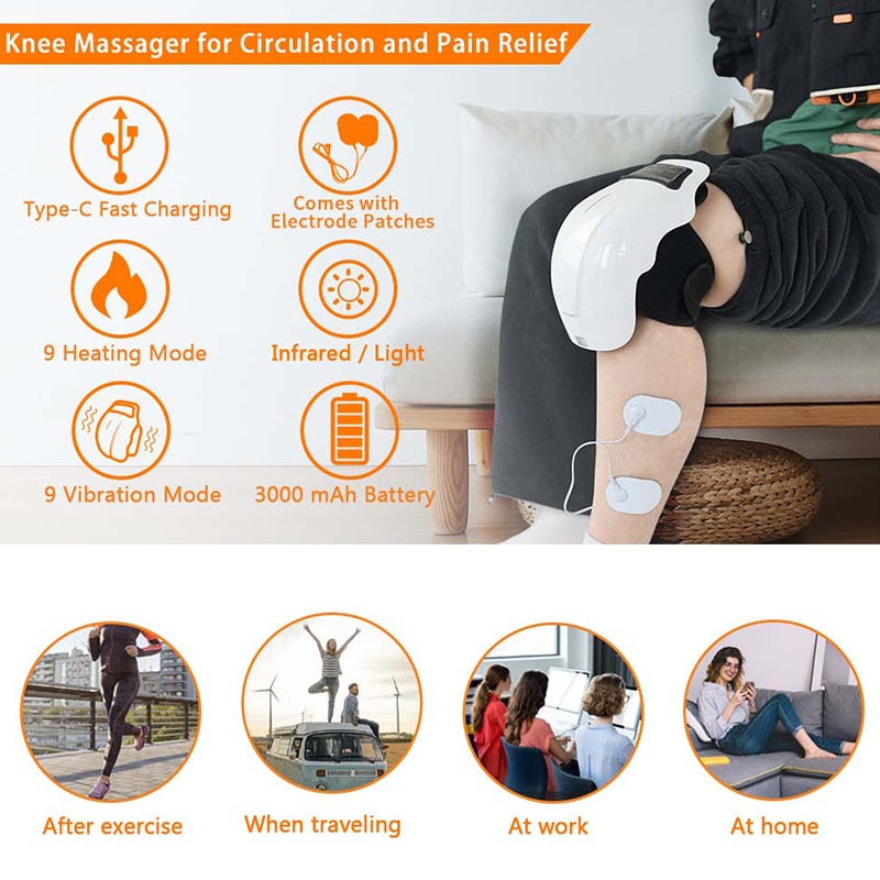 3-in-1 Cordless Knee Massager with Heat Vibration Red Light Therapy Pain Relief