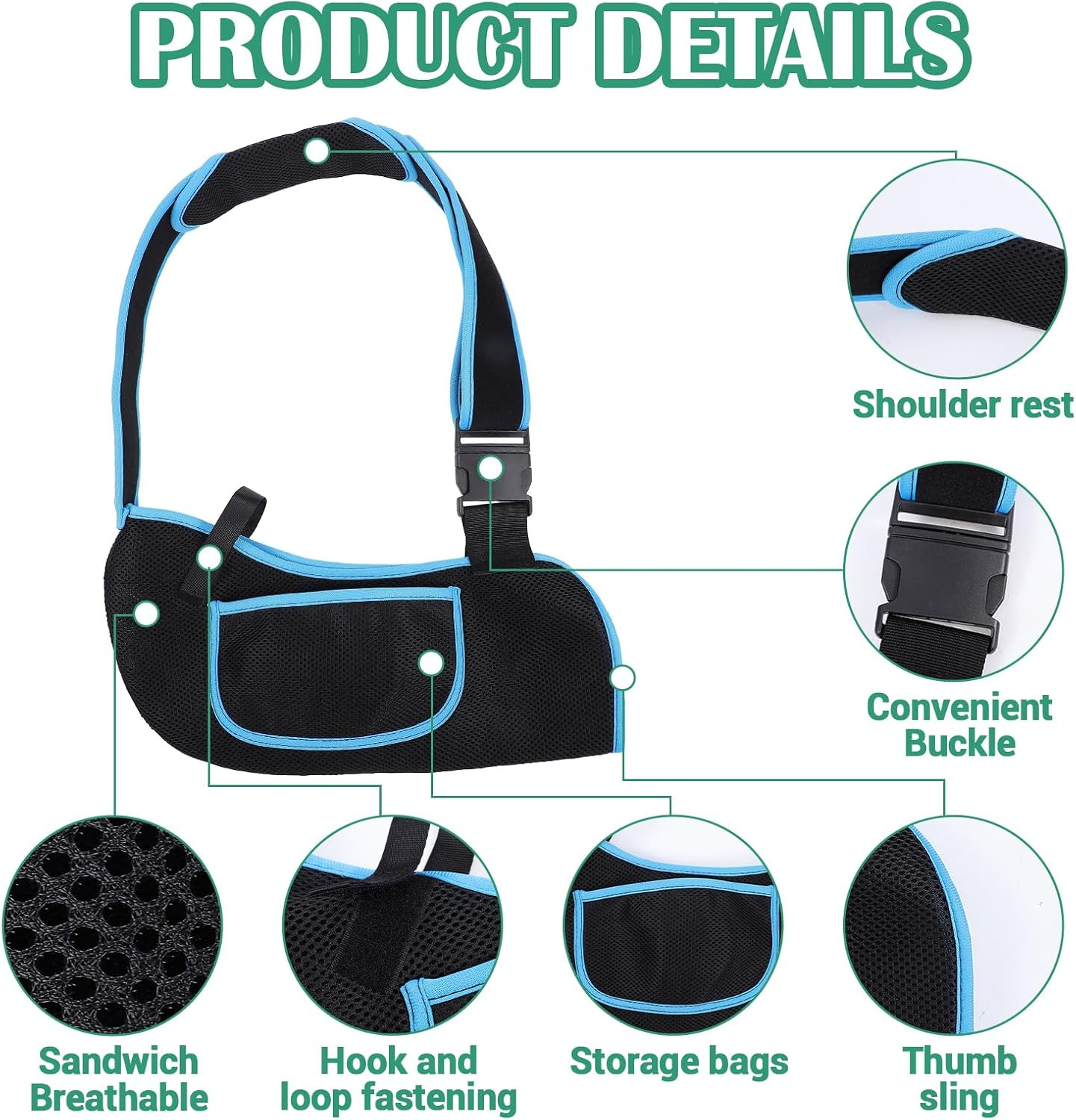 Arm Sling Shoulder Immobilizer, Adjustable Rotator Cuff Support Brace, Should…