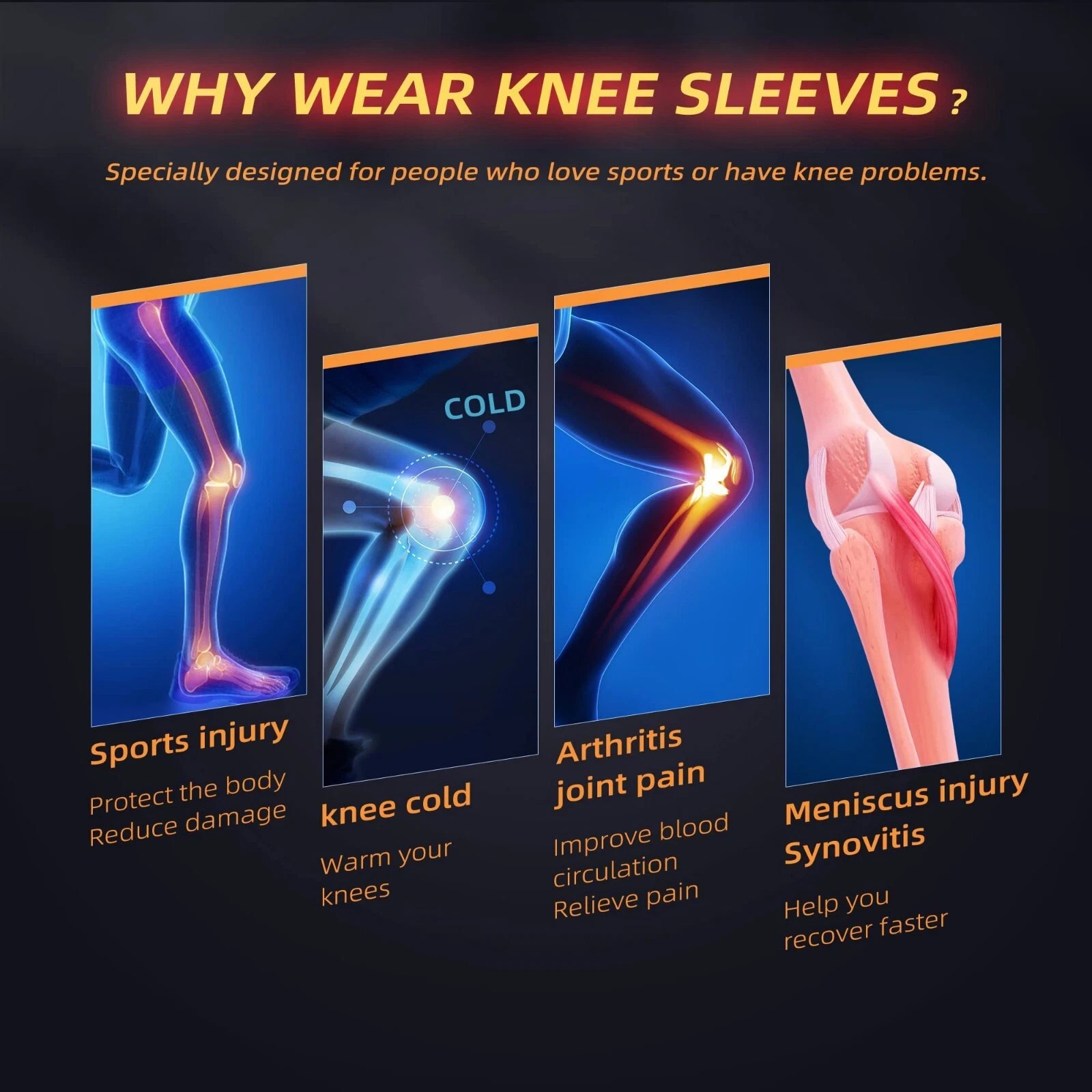 Pack Copper Knee Braces Compression Sleeves Support for Arthritis Men & Women