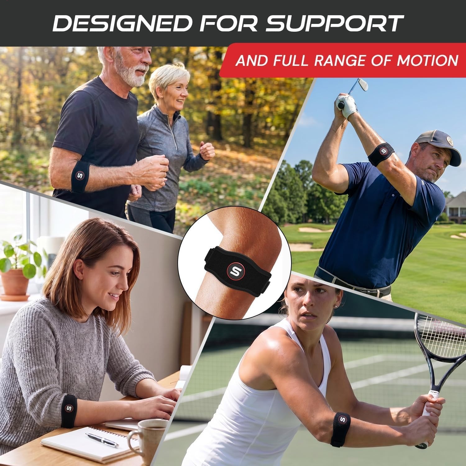Sleeve Stars Tennis Elbow Brace for Men & Women Tendonitis Strap Golfers Support