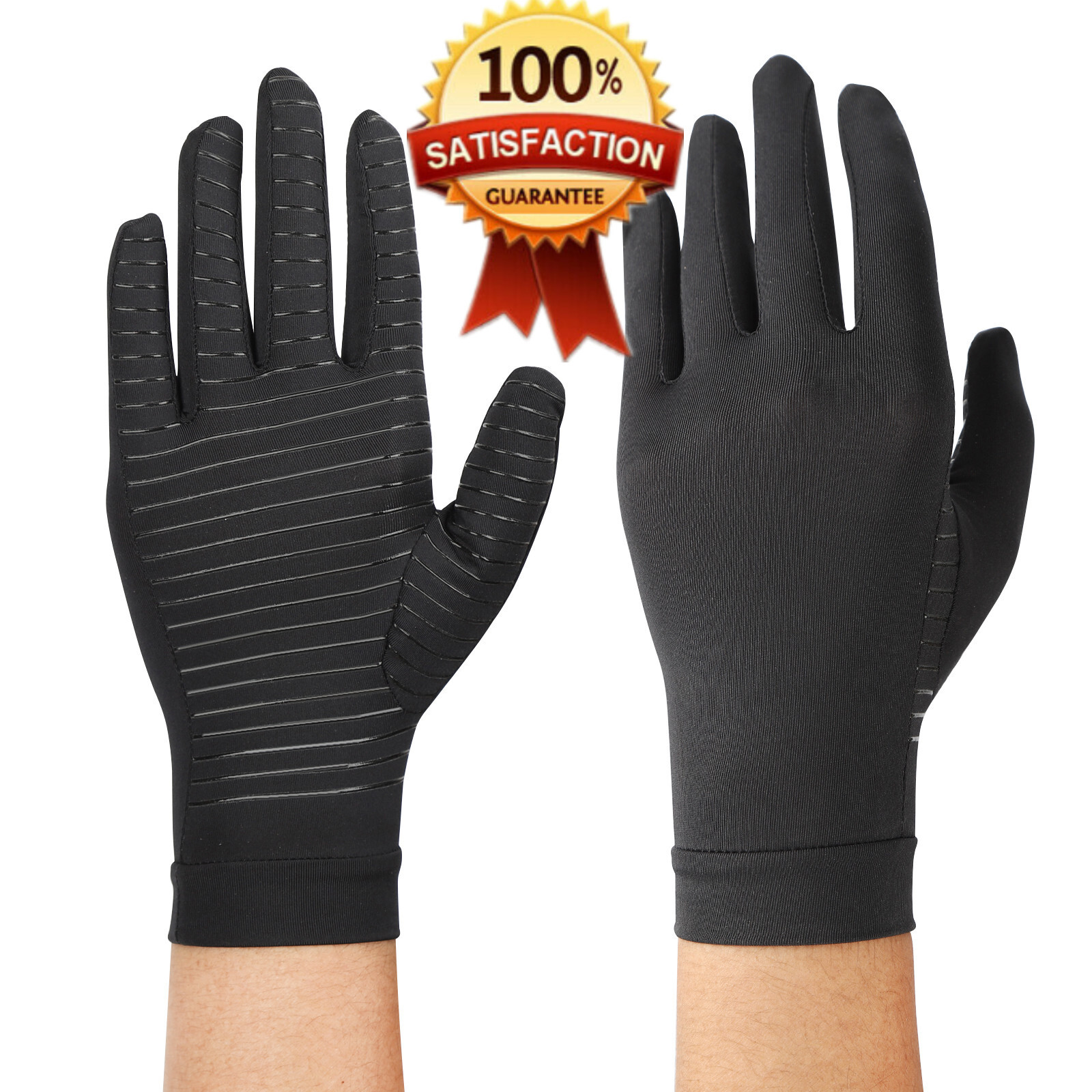 Copper Compression Anti Arthritis Full Finger Gloves Hand Joint Pain Relief M-XL