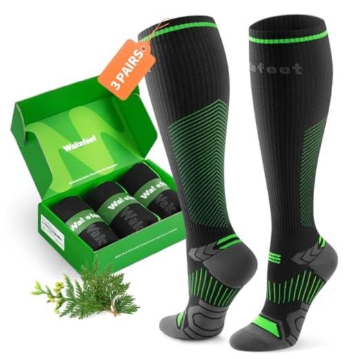 Compression Socks for Men Women 3 Large-X-Large Black Green+woody,3 Pairs