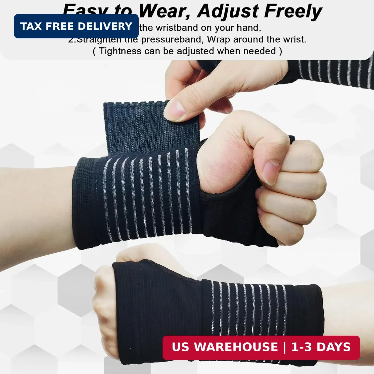 WOXVM 2 Pack Wrist Brace, Compression Wrist Support Splint for Women Men, Adjust