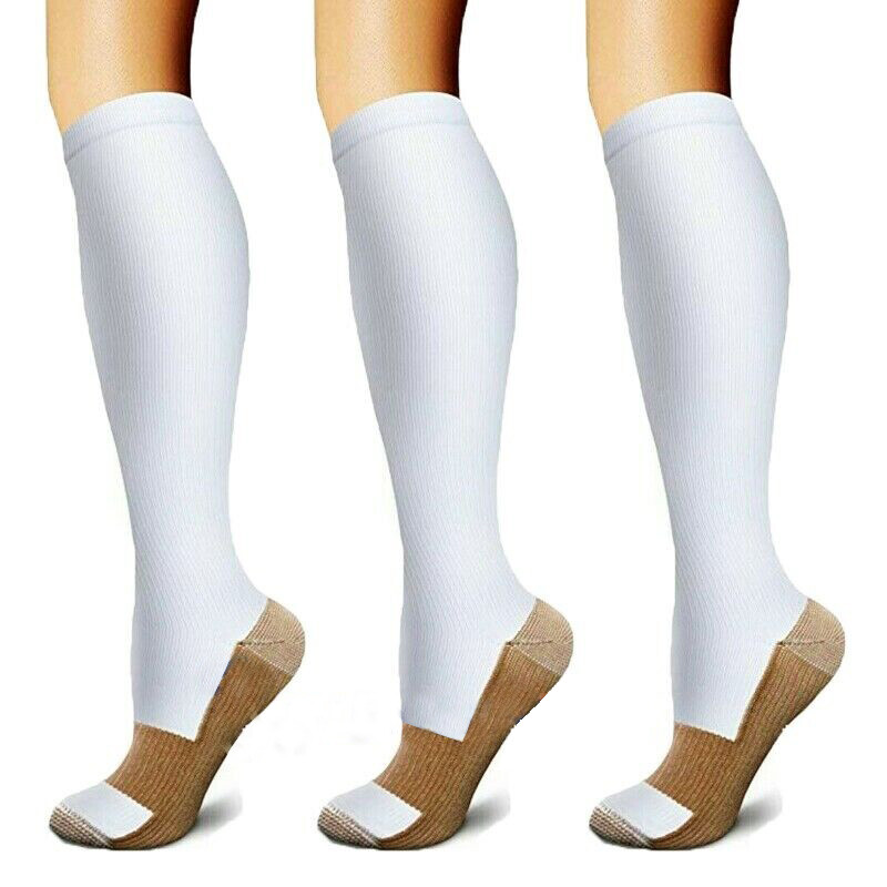 3 Pair Copper Compression Socks Over The Calf Regulation Ultra-Fit Support Socks