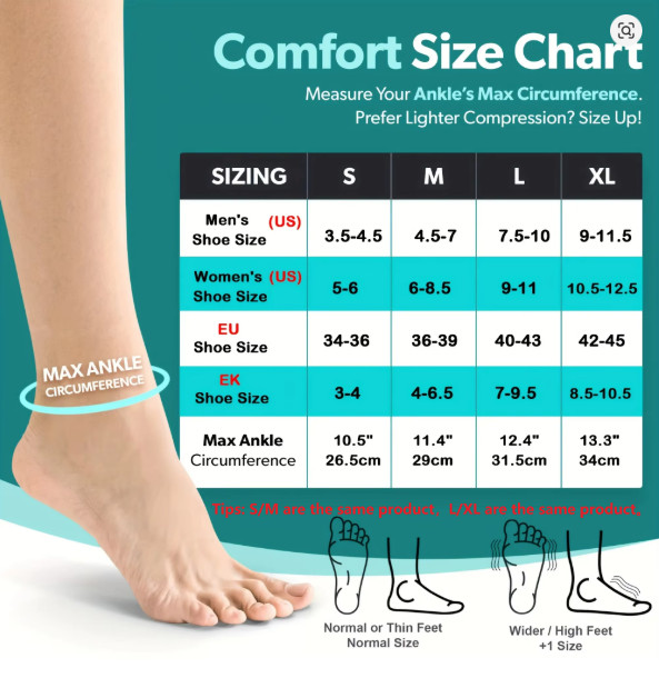 Ankle Compression Socks Foot Sleeve Plantar Fasciitis Support Neuropathy Pain