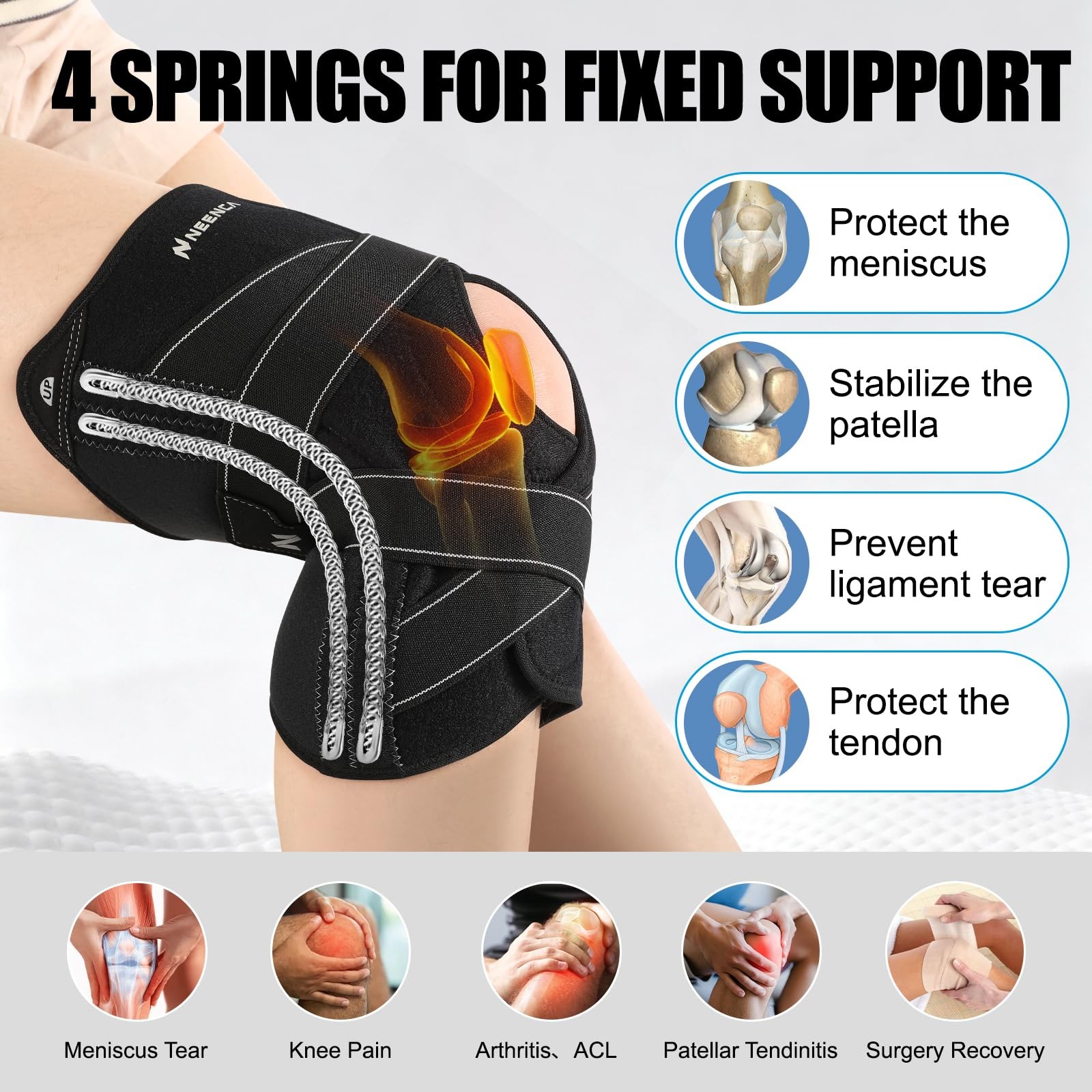 Knee Brace for Women & Men, Compression Knee Support with X-Straps Design – A…