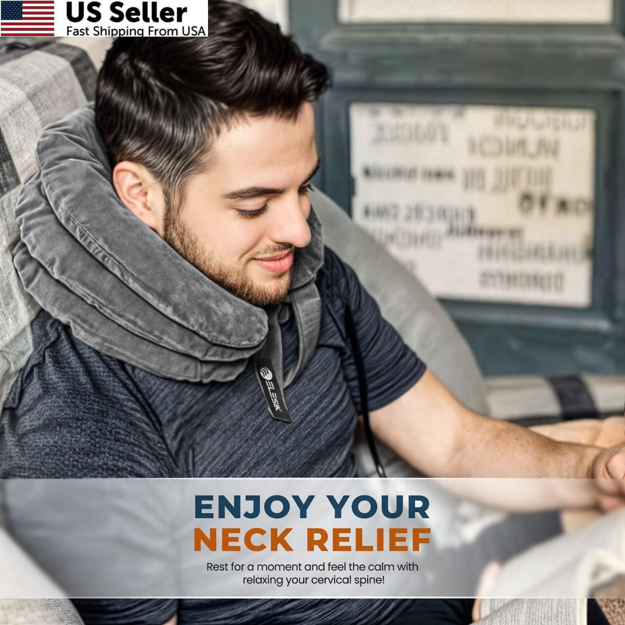 Elesik Cervical Neck Stretcher and Traction Device, One Size, Grey