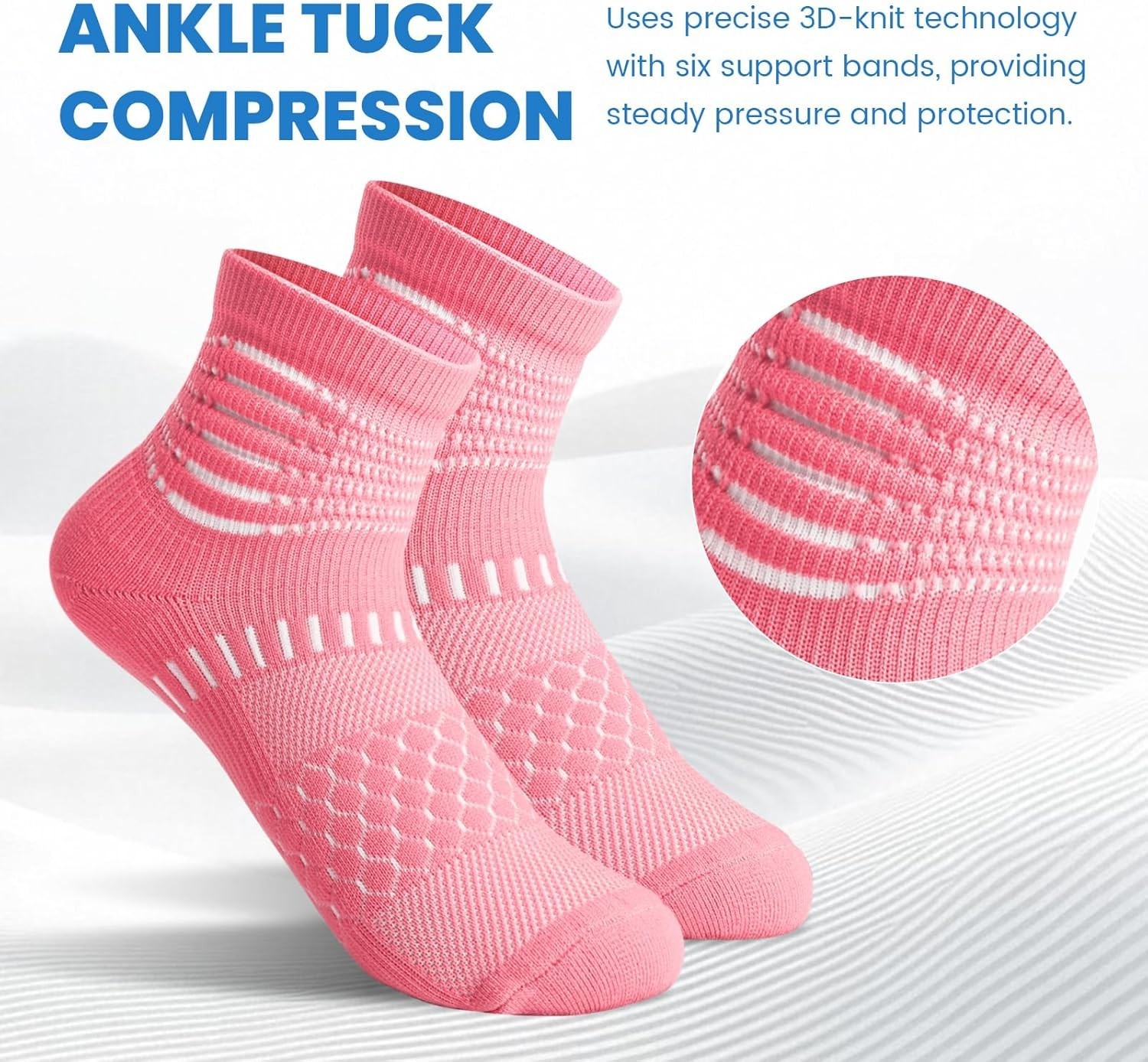 IRAMY Ankle Compression Socks for Women Men Plantar Fasciitis Relief 3/5 Pairs