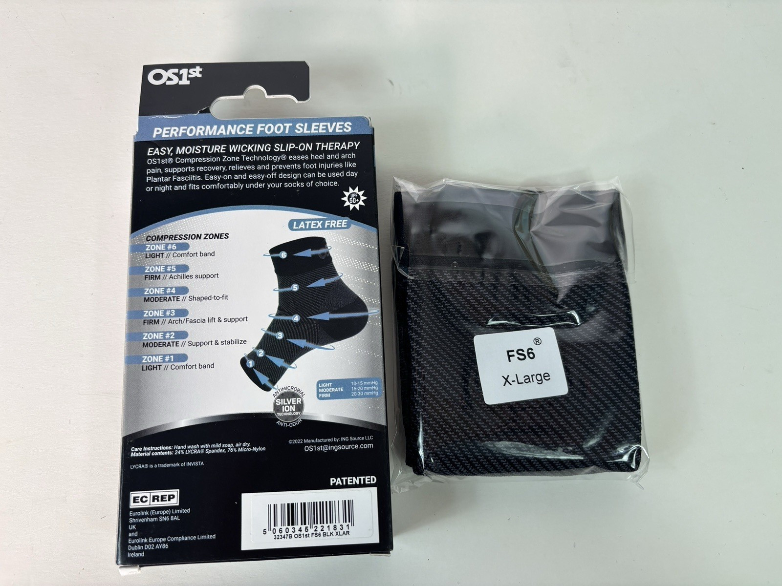 OS1st Plantar Fasciitis Performance Foot Sleeves Pair Size XL Brand New