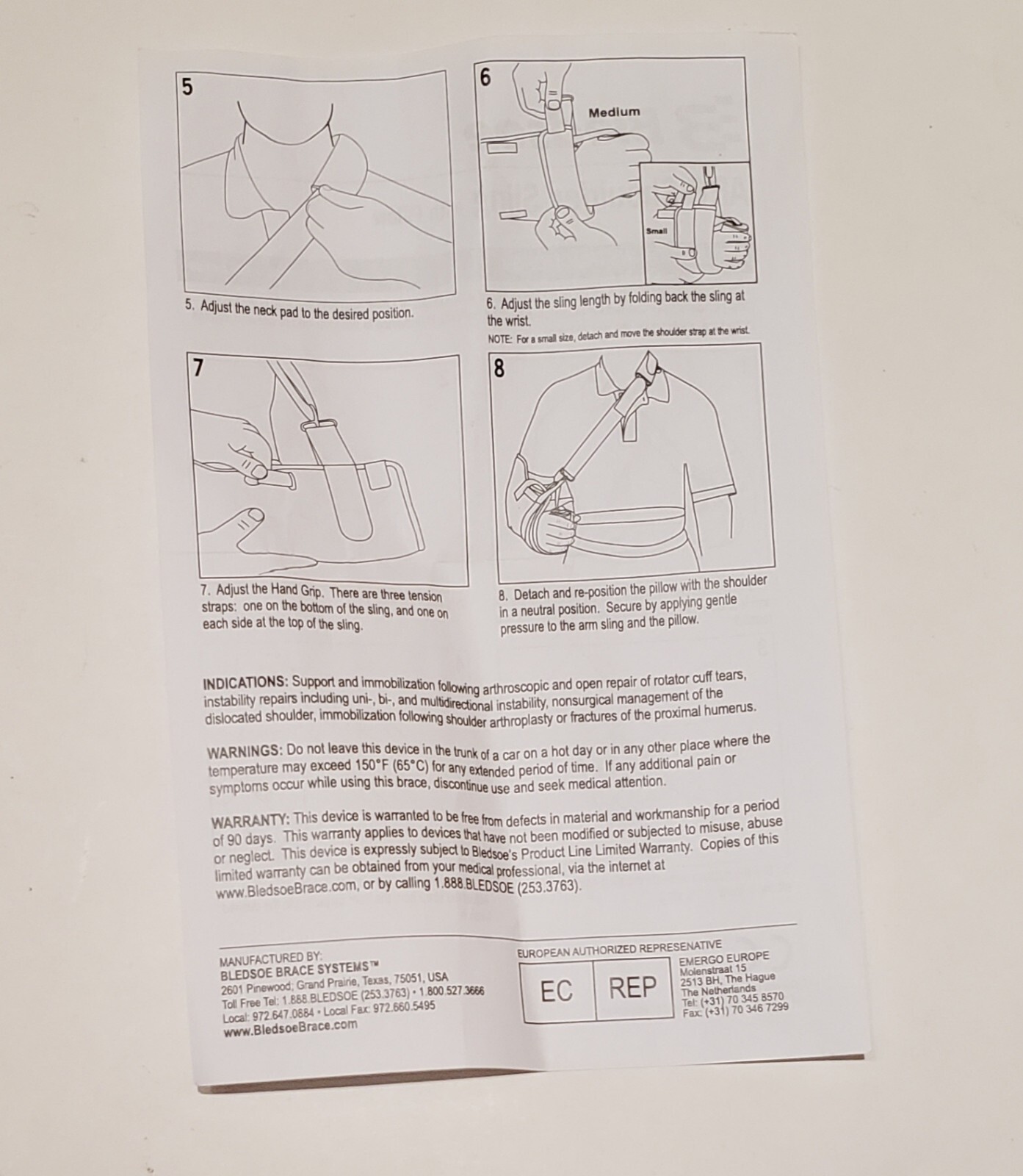 Bledsoe ARC Shoulder Sling with Pillow Part # AE055300