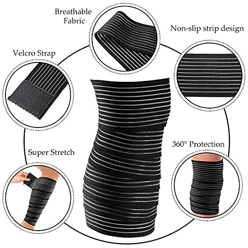 4 Pcs Elastic Knee Wrap Compression Band Knee Brace Support for Legs