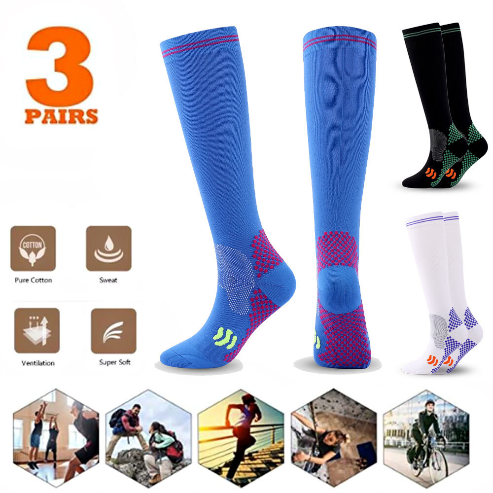 Compression Socks Men 3 Pairs Best Support for Circulation Nurses Running Travel
