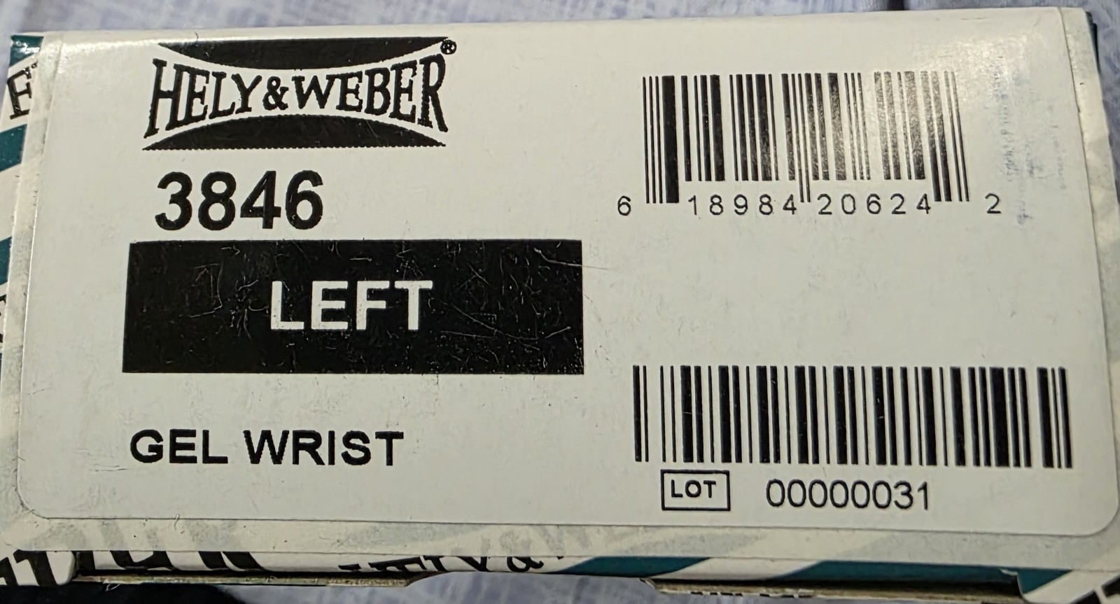 Hely & Weber Gel Wrist Left Orthosis Wrist Brace 3846 Left Black New