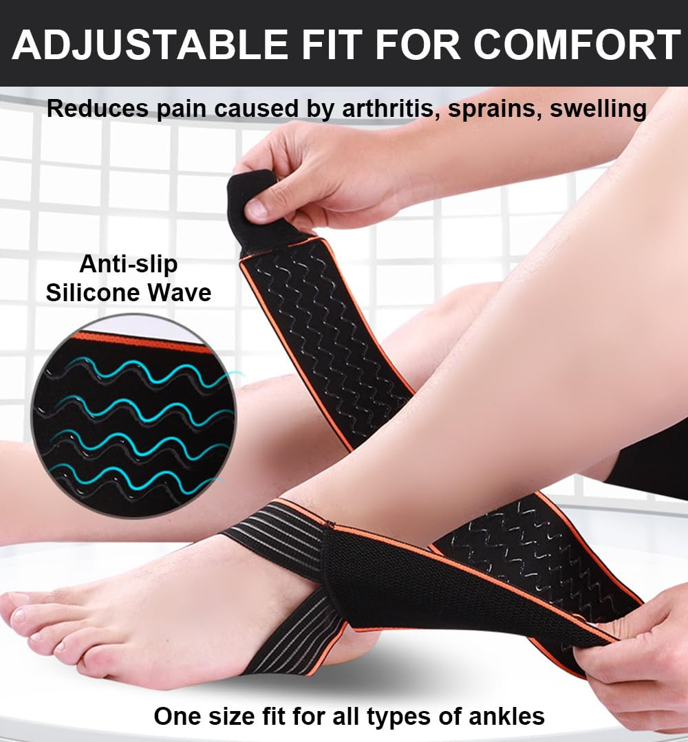 2 Pcs Adjustable Ankle Brace Compression Sleeve Support Fasciitis Pain Relief US