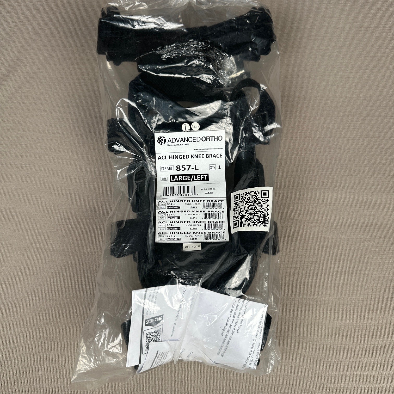 NEW Advanced Ortho 857-L ACL Hinged Knee Brace Large/Left Ligament Support