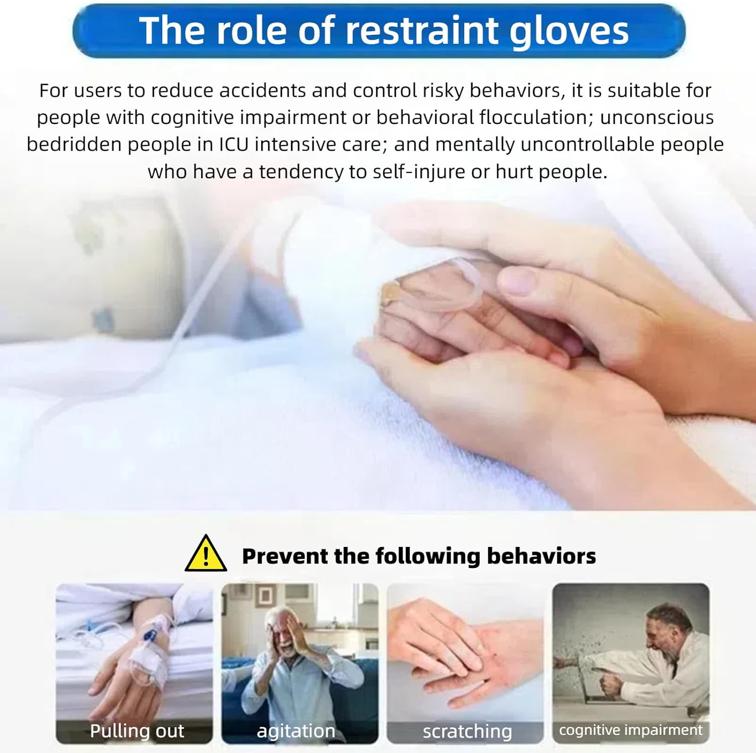 2PCS Restraint Gloves,Double Security Mitts Fits All Hand Restraint Gloves for E