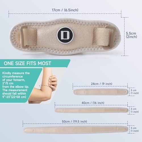 Tennis Elbow Brace for Women & Men, Adjustable Golfer Elbow Strap 2 Pack Beige